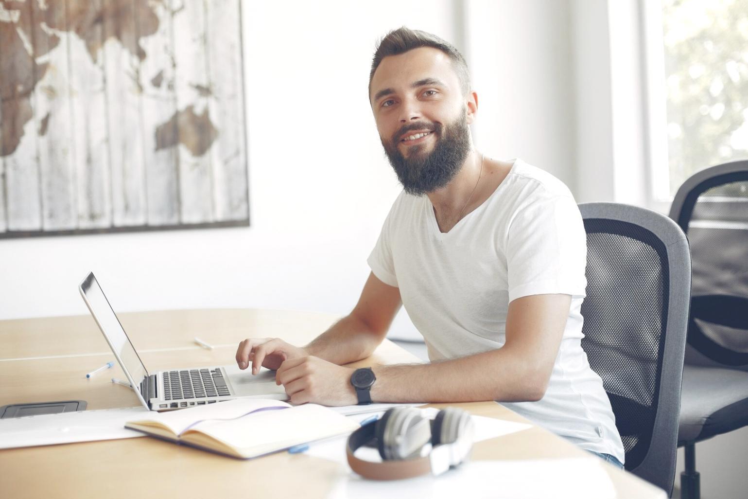 Financial planning workspace with documents and charts